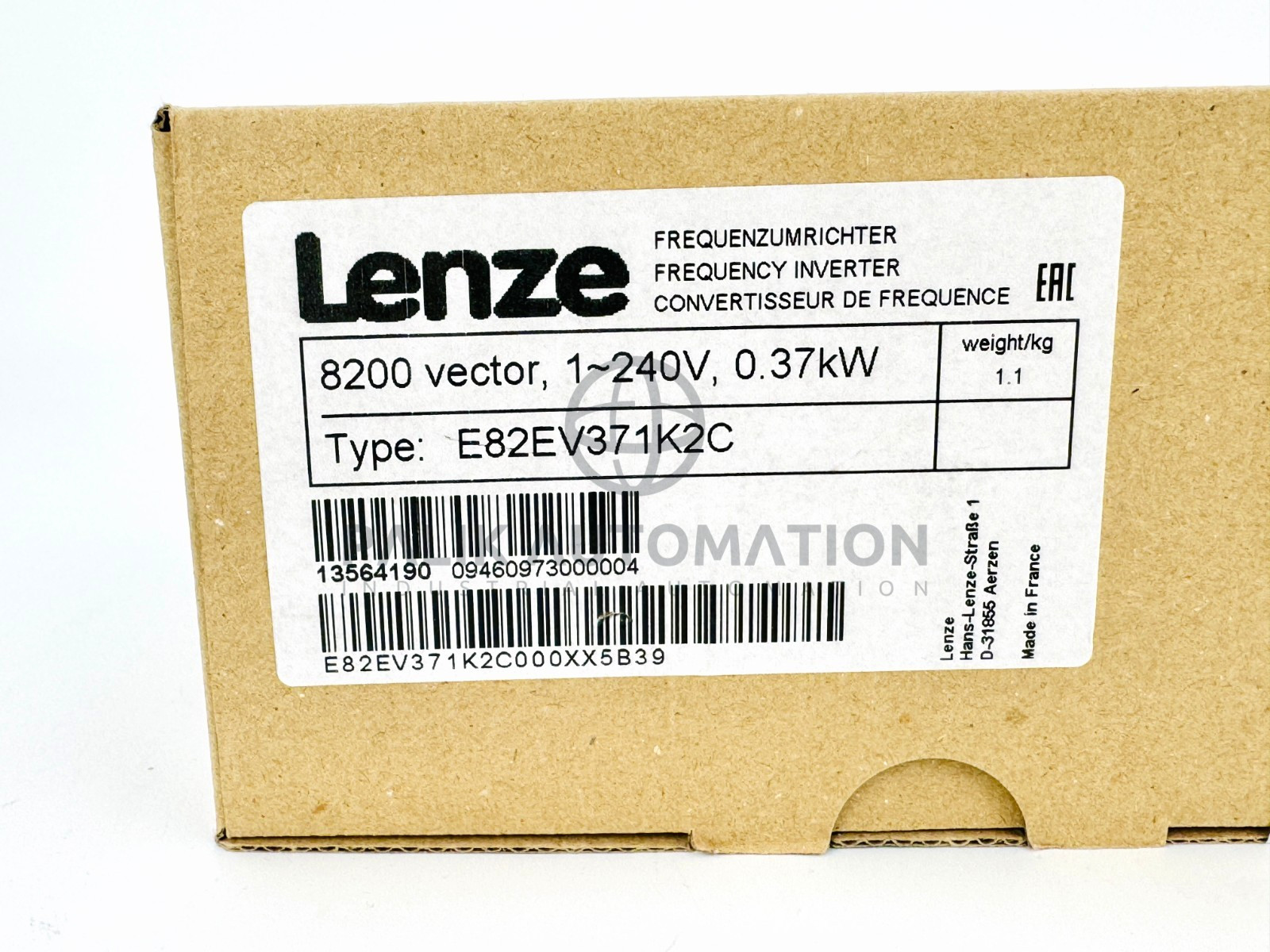 LENZE E82EV371K2C E82EV371_2C INVERTER 8200 SERIES 0.37kW 13564190 NEW