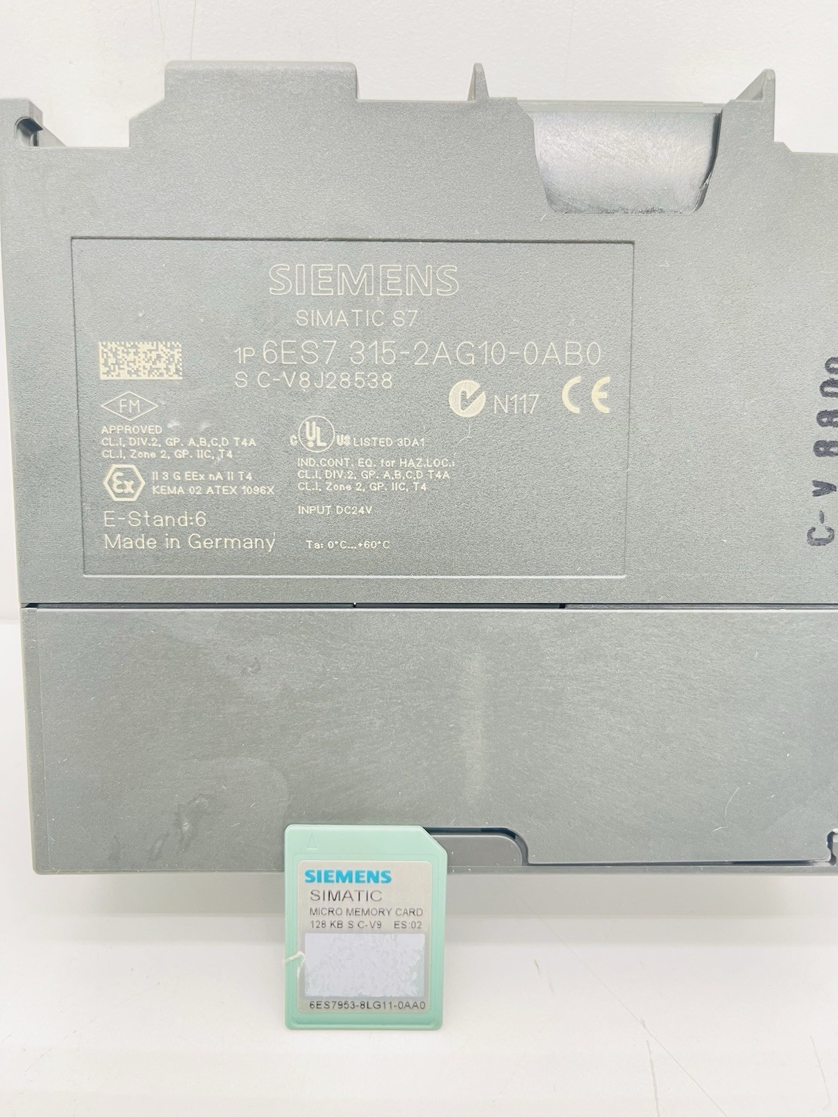 SIEMENS 6ES7315-2AG10-0AB0 Simatic S7 With 6ES7953-8LG11-0AA0 Memory Card