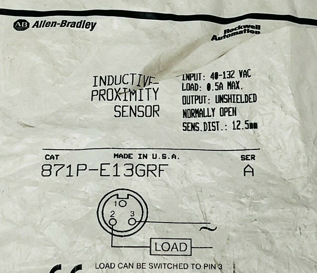Allen-Bradley 871P-E13GRF Ser A Inductive Proximity Switch 132VAC 0.50A Max