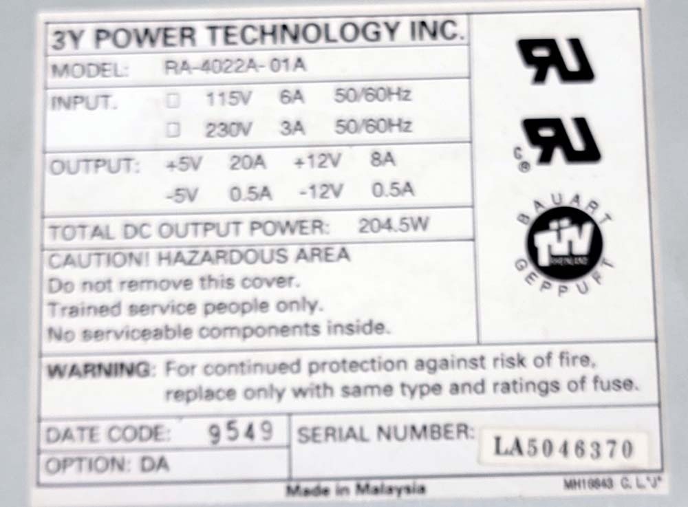 3Y Power Technology, Power supply, (Inv. 48195)