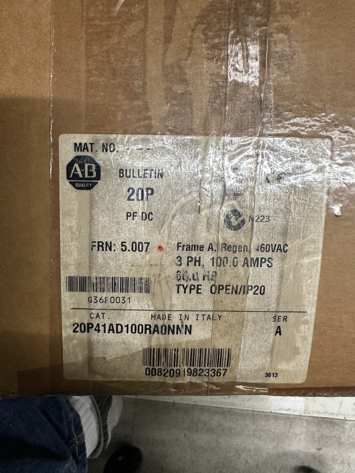 NEW Allen Bradley 20P41AD100RA0NNN /A PowerFlex DC Drive 460VAC 3Ph 60HP 100A