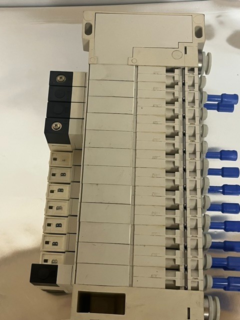 SMC BANK OF SOLENOID VALVES, 7 EA VQ1101-5, 4 EA. VQ1301-5, 1 EA. VQ1201-5