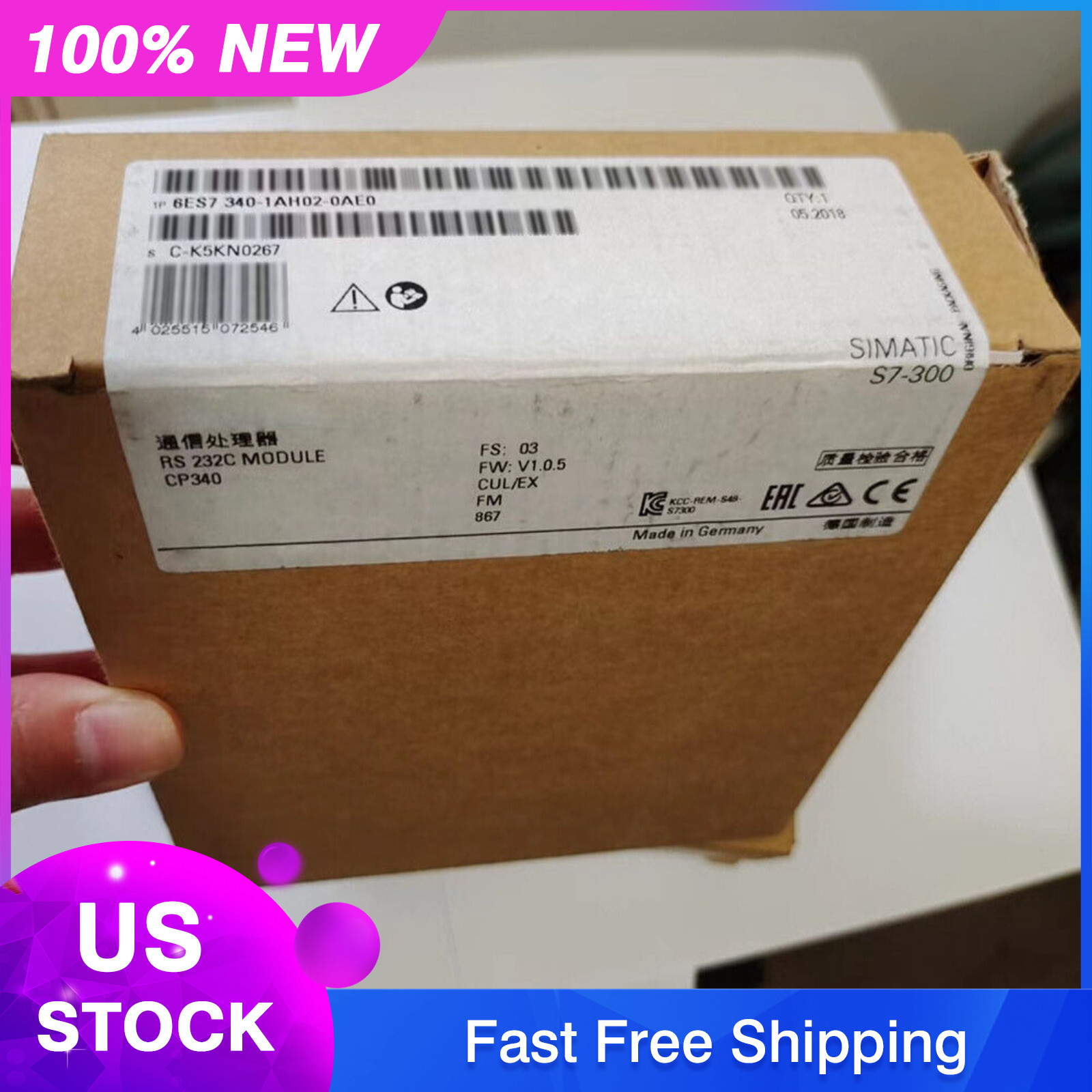 New Siemens SIMATIC S7-300,CP 340 6ES7340-1AH02-0AE0 6ES73401AH020AE0