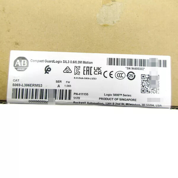 NEW AB 5069-L306ERMS3 A Compact GuardLogix 5380 Controller 5069L306ERMS3