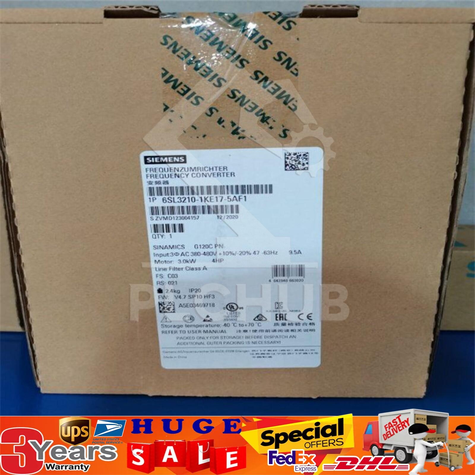 New Siemens 6SL3210-1KE17-5AF1 G120C RATED POWER 3,0KW 6SL3 210-1KE17-5AF1
