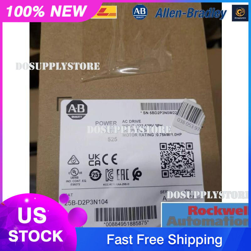 Allen-Bradley 25B-D2P3N104 PowerFlex 525 0.75kW AC Drive 25BD2P3N104 Fast Ship