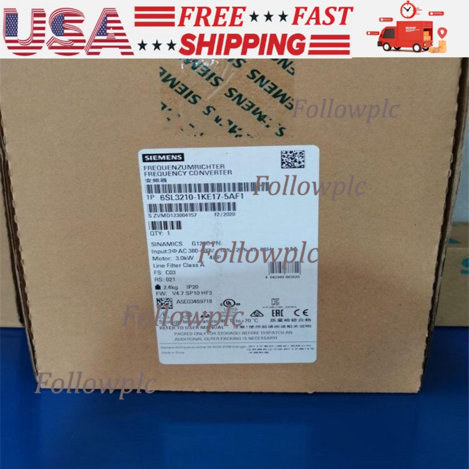 New Siemens 6SL3210-1KE17-5AF1 G120C RATED POWER 3,0KW 6SL3 210-1KE17-5AF1
