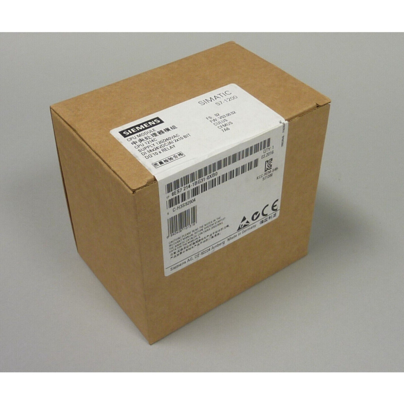 New Siemens SIPLUS S7-1200 CPU 1214c 6ES7214-1BG31-0XB0 6ES7 214-1BG31-0XB0