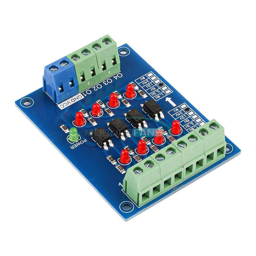 24V to 5V 4-Channel PLC Signal Converter Level Voltage Board 4-Bit Optocoupler