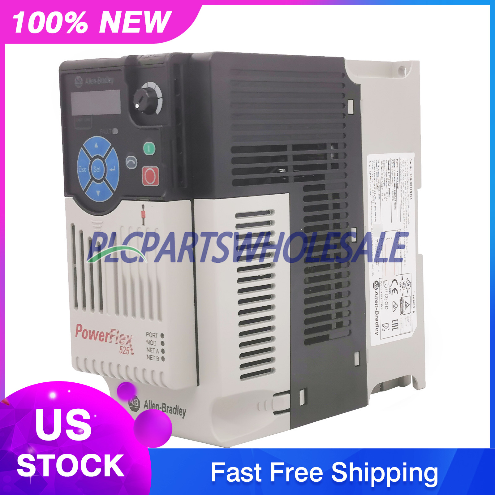 New Allen Bradley 25B-D010N104 PowerFlex 525 4kW 5Hp AC Drive Variable Frequency