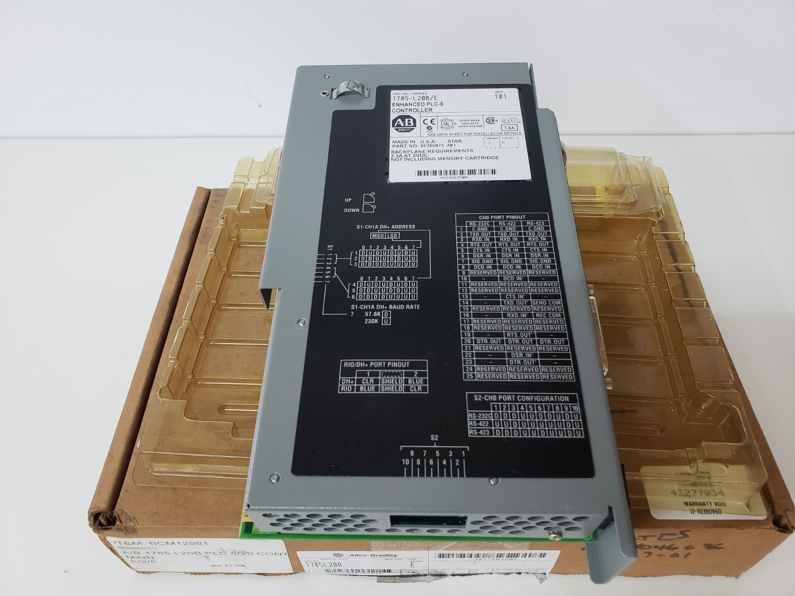UNUSED – Allen-Bradley 1785-L20B/E T01 PLC Module 1785-L20B Ser. E