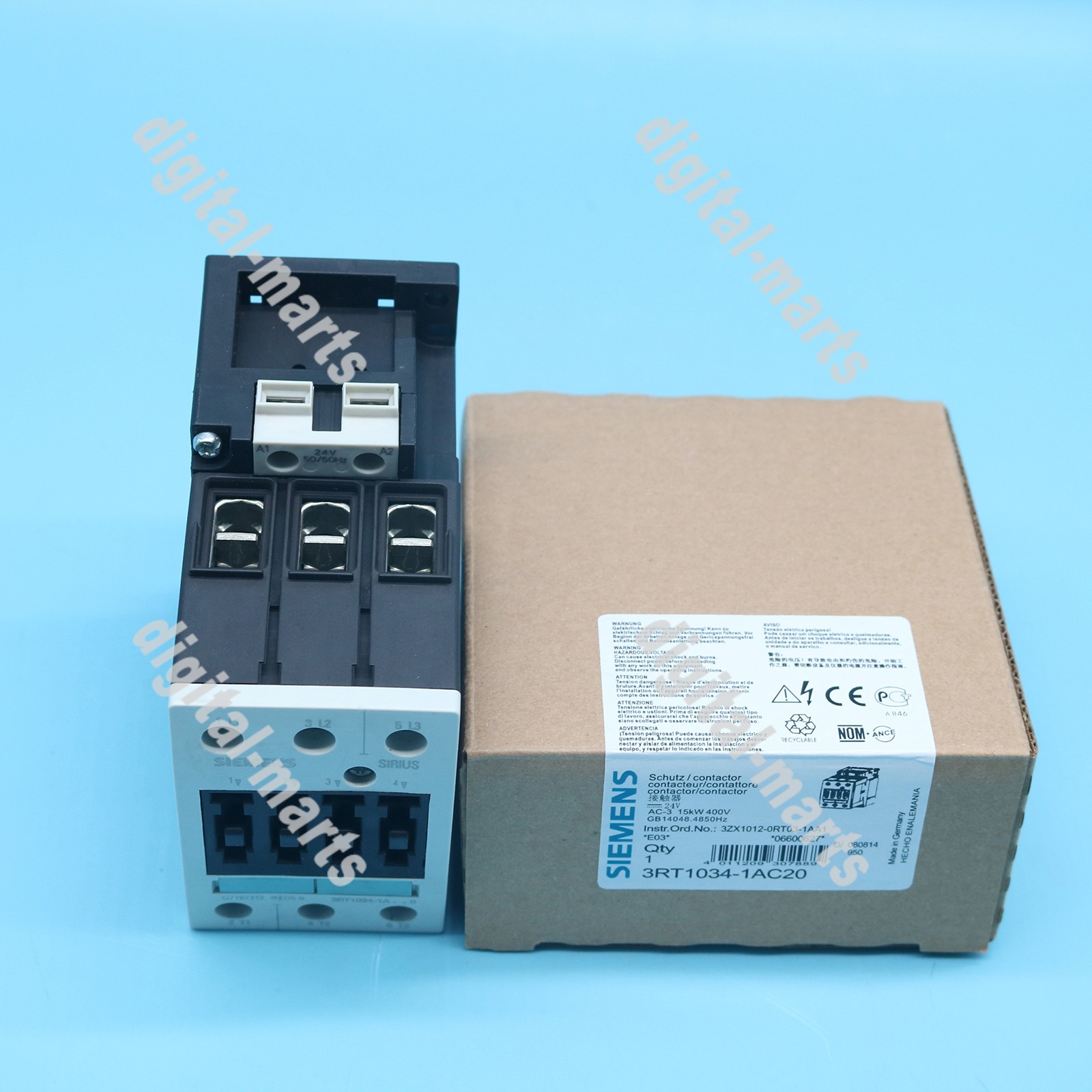NEW SIEMENS ONE Sirius 3RT1034-1AC20 3RT10341AC20 AC-3 24V 3P S2 Contactor
