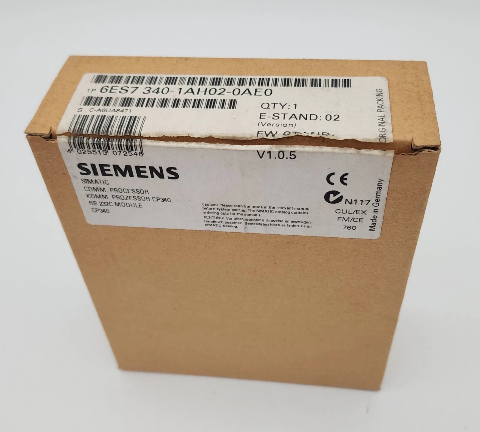 SIEMENS 6ES7340-1AH02-0AE0 CP 340 6ES73401AH020AE0 (E-STAND 2) *NDA AVAILABLE