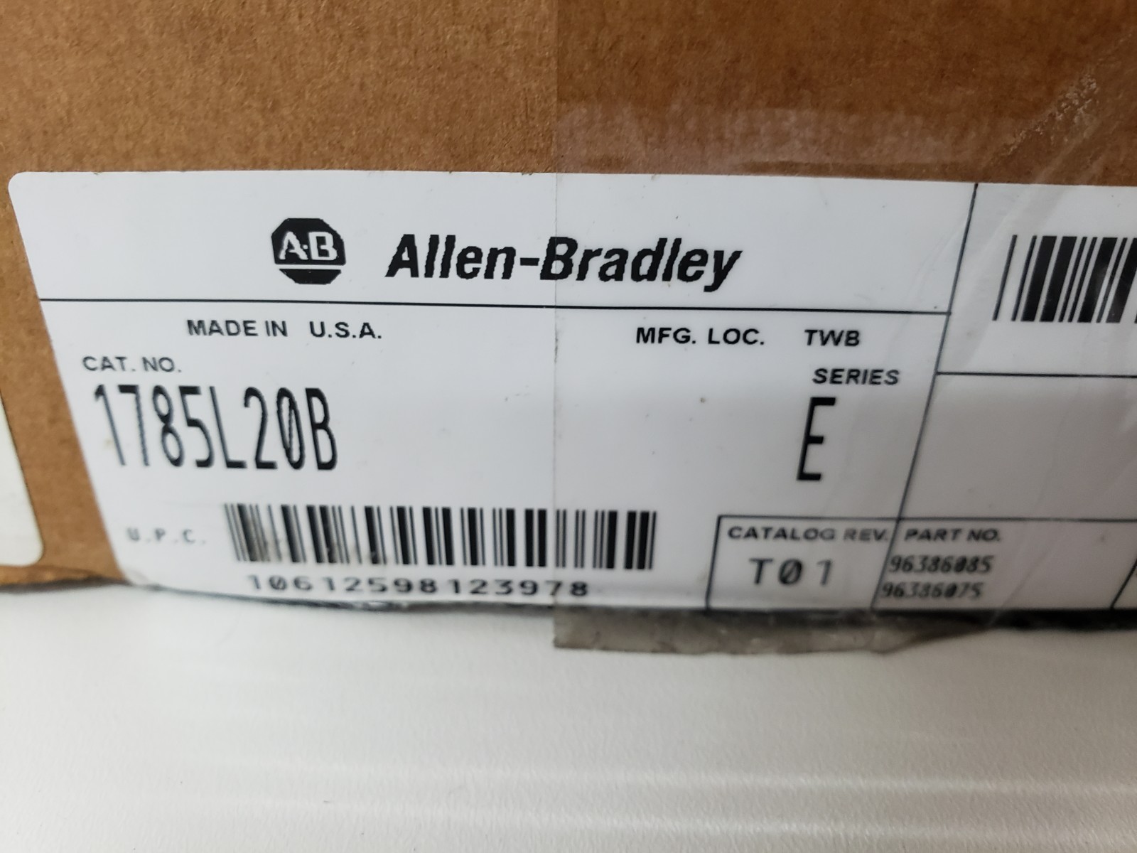 UNUSED – Allen-Bradley 1785-L20B/E T01 PLC Module 1785-L20B Ser. E
