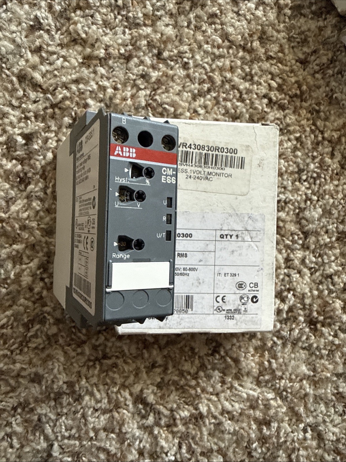 1PCS NEW ABB Single-phase voltage monitor CM-ESS.1S 1c/o, 3-600V, 24-240VAC/DC