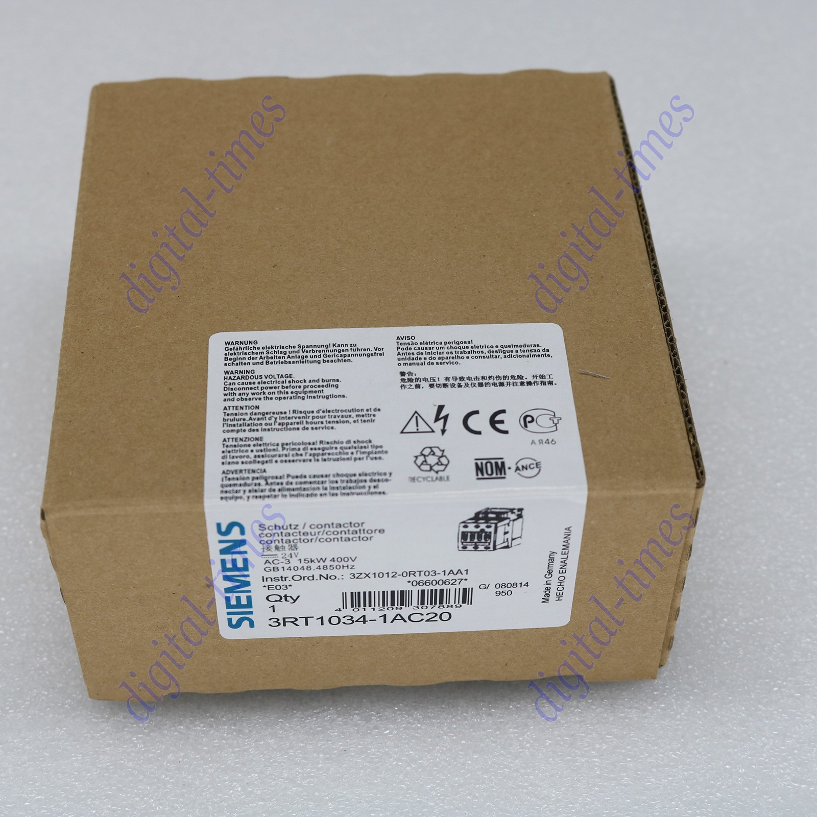 NEW SIEMENS ONE Sirius 3RT1034-1AC20 3RT10341AC20 AC-3 24V 3P S2 Contactor