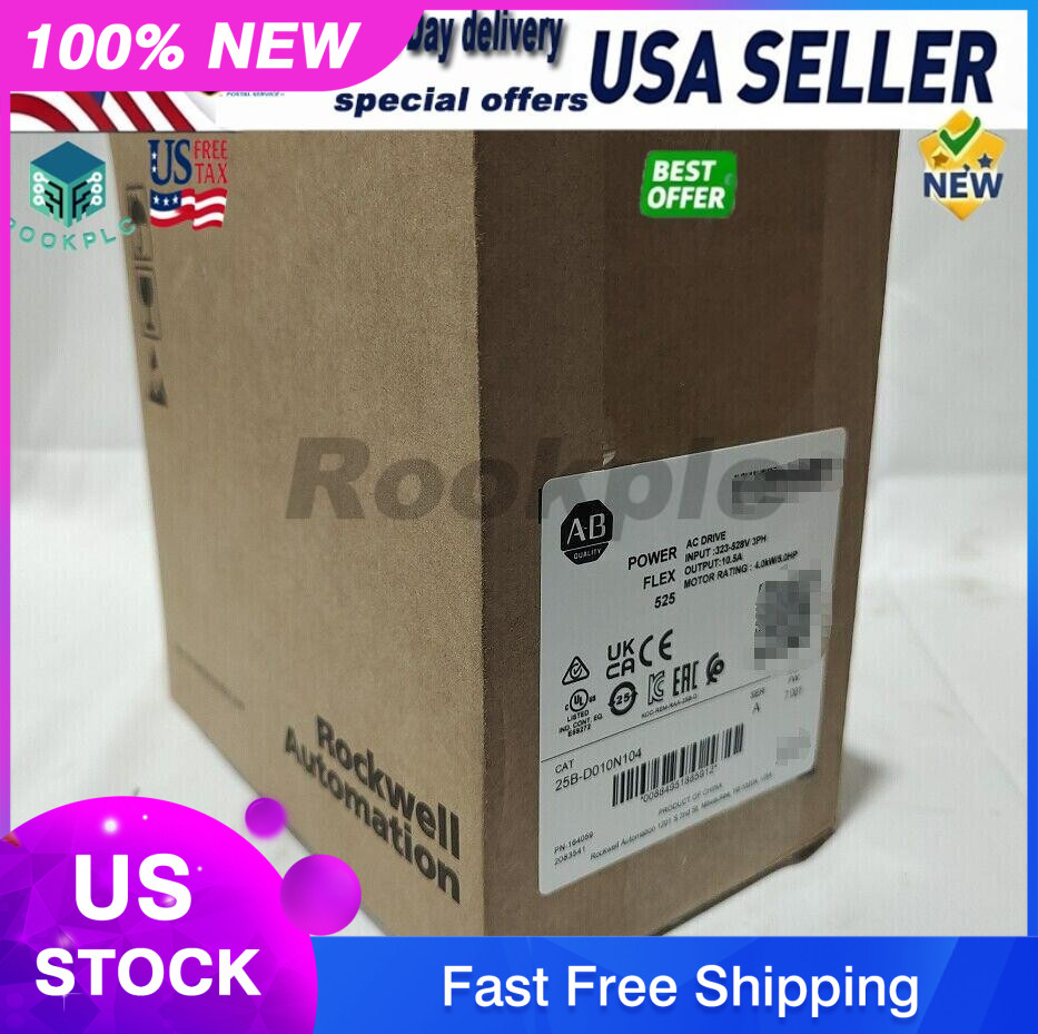 New Factory Sealed AB Allen Bradley 25B-D010N104 PowerFlex 525 4kW 5Hp AC Drive