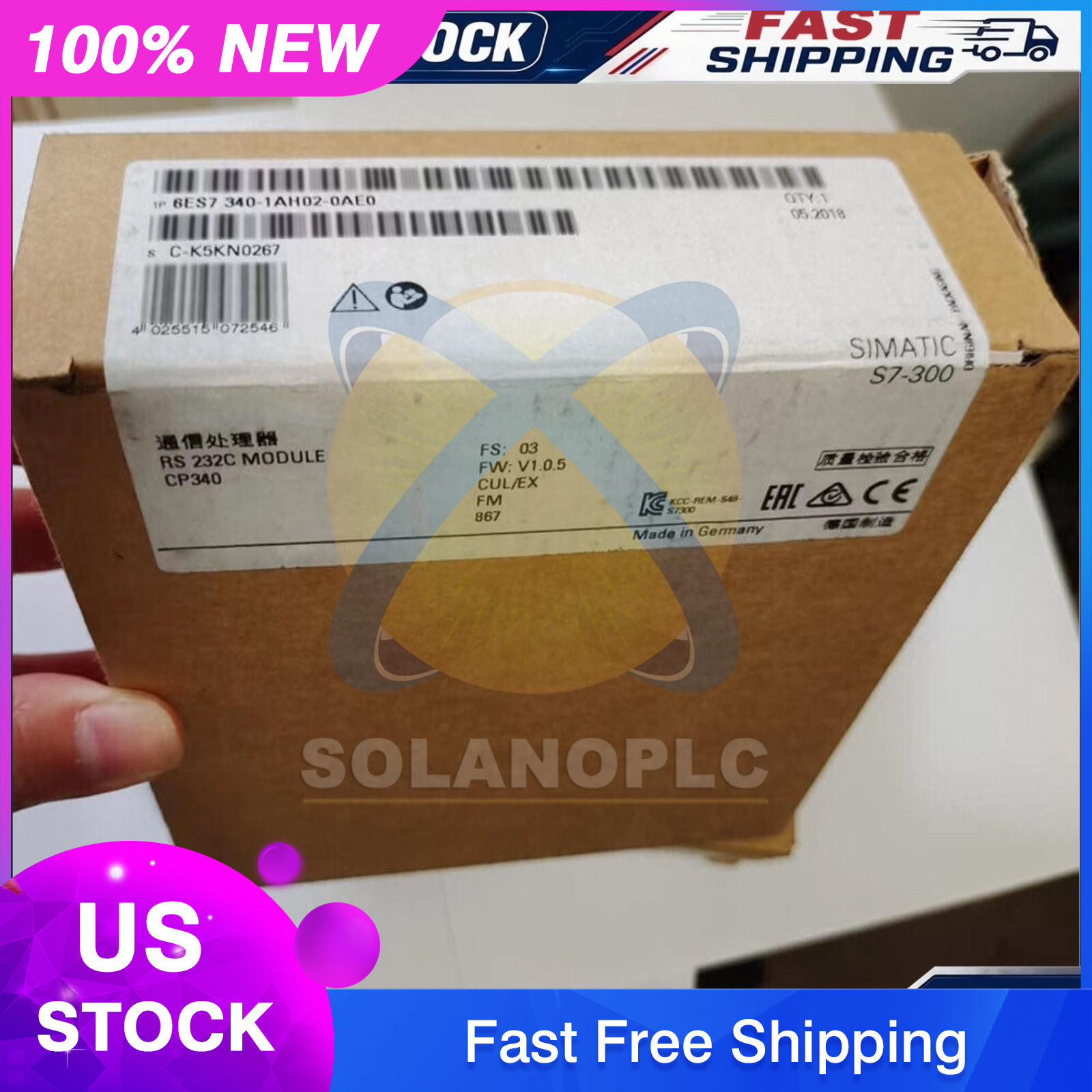 New Siemens SIMATIC S7-300,CP 340 6ES7340-1AH02-0AE0 6ES73401AH020AE0