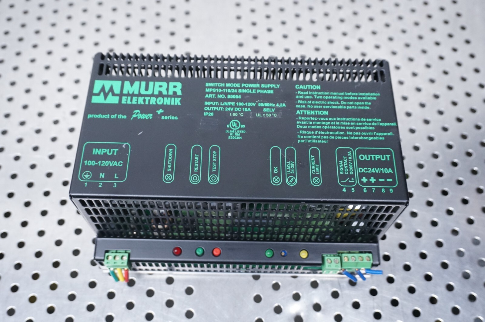 MURR ELECTRONIK MPS10-110/24 SINGLE PHASE,85054 SWITCH MODE POWER SUPPLY