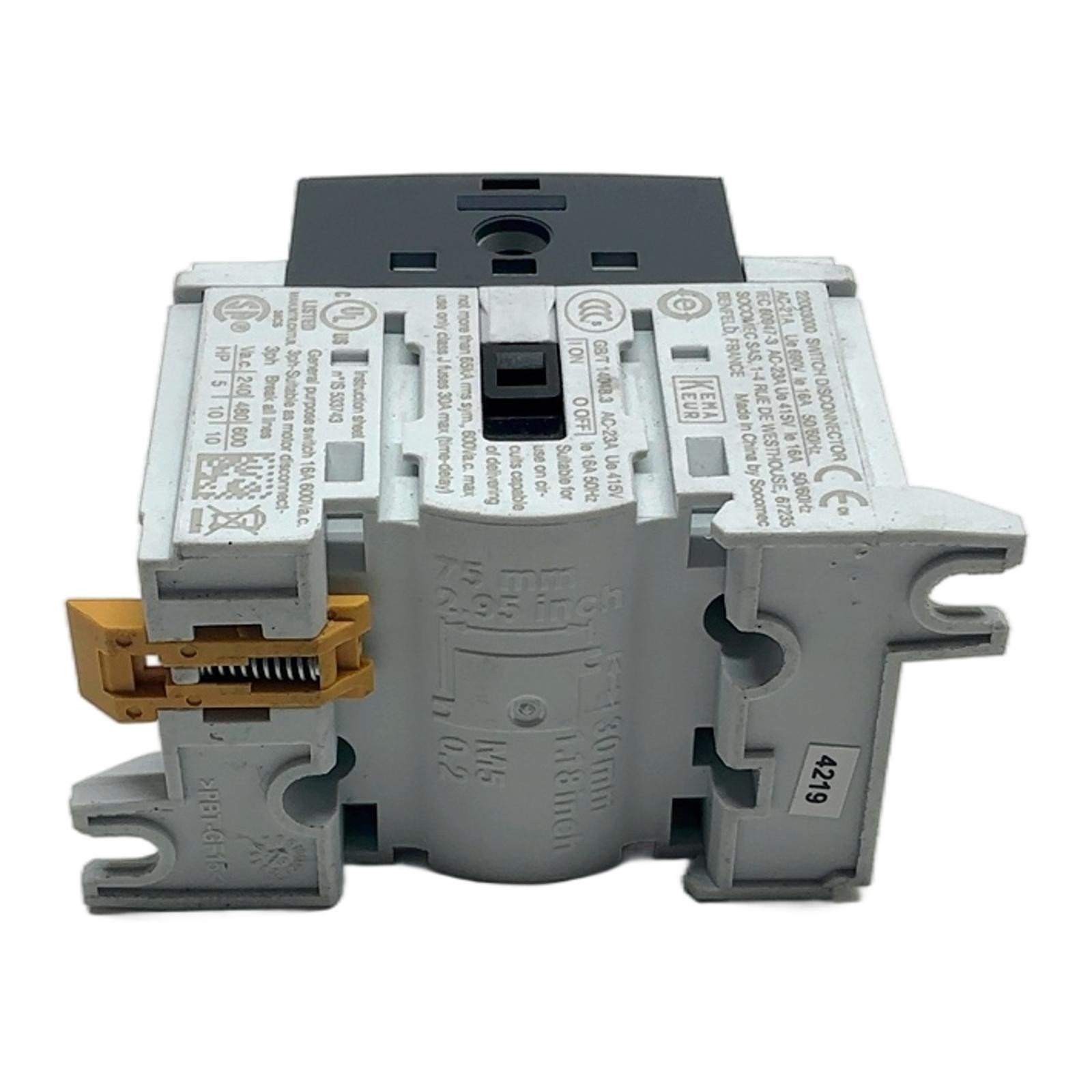 SIRCO M 22003000 SOCOMEC, Socomec Switch Disconnector 16A 3-Pole SIRCO M …….
