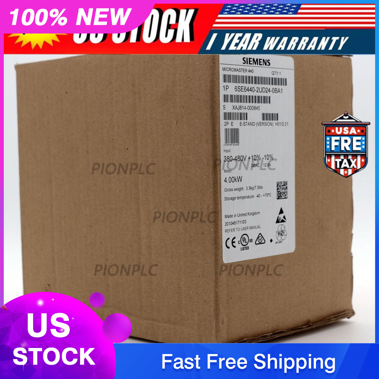 New Siemens 6SE6440-2UD24-0BA1 MICROMASTER440 without filter 6SE6 440-2UD24-0BA1