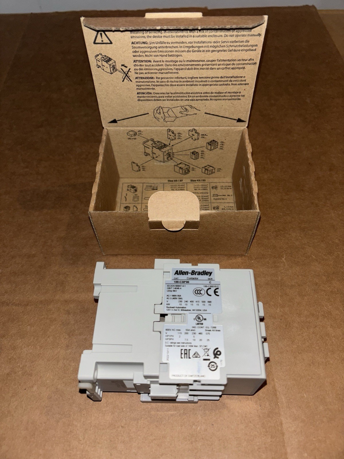 Allen Bradley 100-C30D10 Contactor 100-C30*00, 100-S, 3 NO main, 1 NO aux, NOS