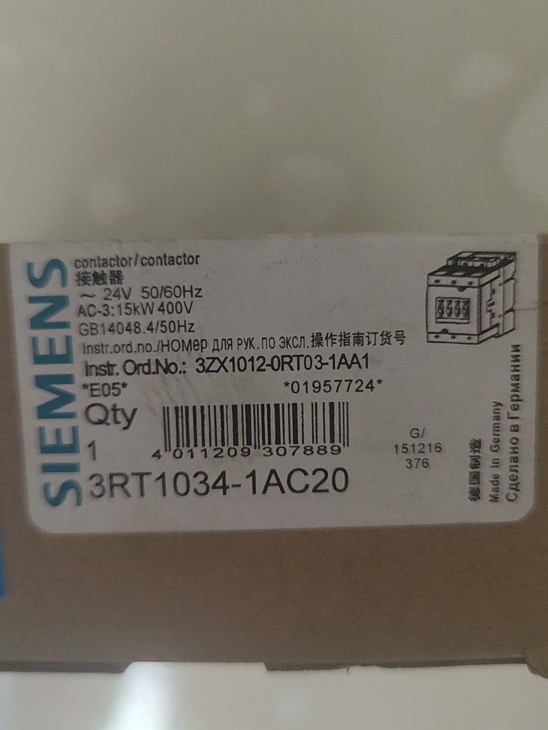 1PC NEW SIEMENS 3RT1034-1AC20 Contactor Expedited Shipping