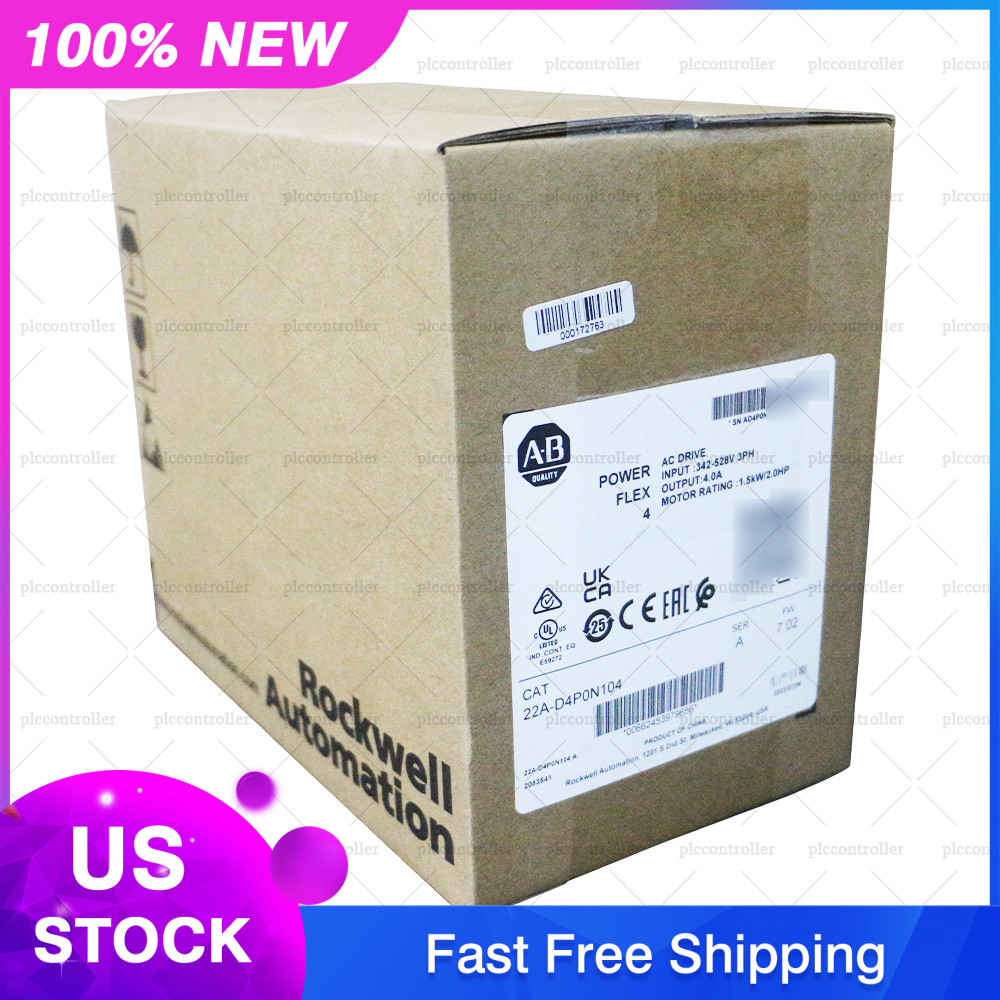 AllenBradley 22A-D4P0N104 PowerFlex4 1.5 kW 2HP AC Drive 480VAC 3PH LED Display
