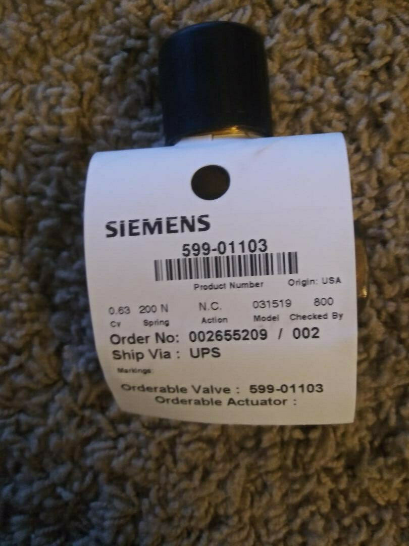 SIEMENS 599-01103 l Valve,Globe, 1/2 in. NPT/Model 031342/200N Spring