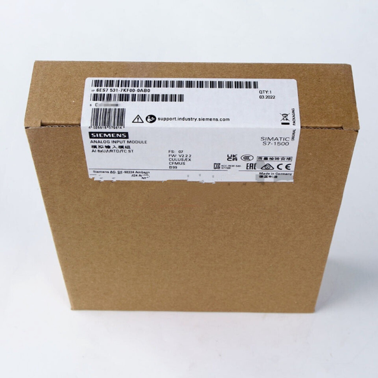 New Siemens 6ES7531-7KF00-0AB0 6ES7 531-7KF00-0AB0 S7-1500 analog input module