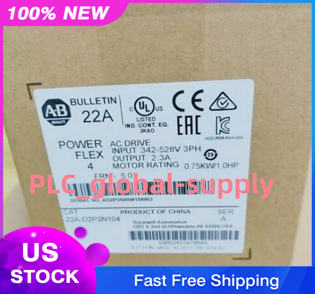 1PCS New Allen-bradley 22A-D2P3N104 PowerFlex 4 0.75 kW 1 HP AC Drive Fast Ship