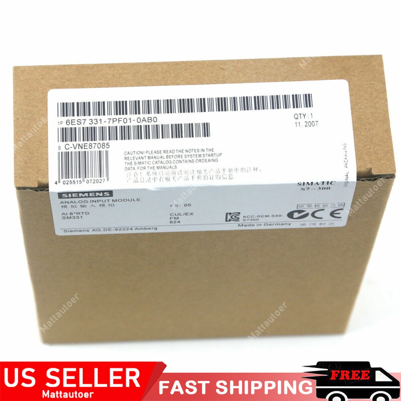 SIEMENS PLC 6ES7331-7PF01-0AB0 6ES7 331-7PF01-0AB0 New In Box