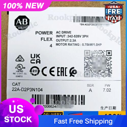 22AD2P3N104 Allen-Bradley 22A-D2P3N104 /A 4 0.75 kW 1 HP AC Drive US Free Tax