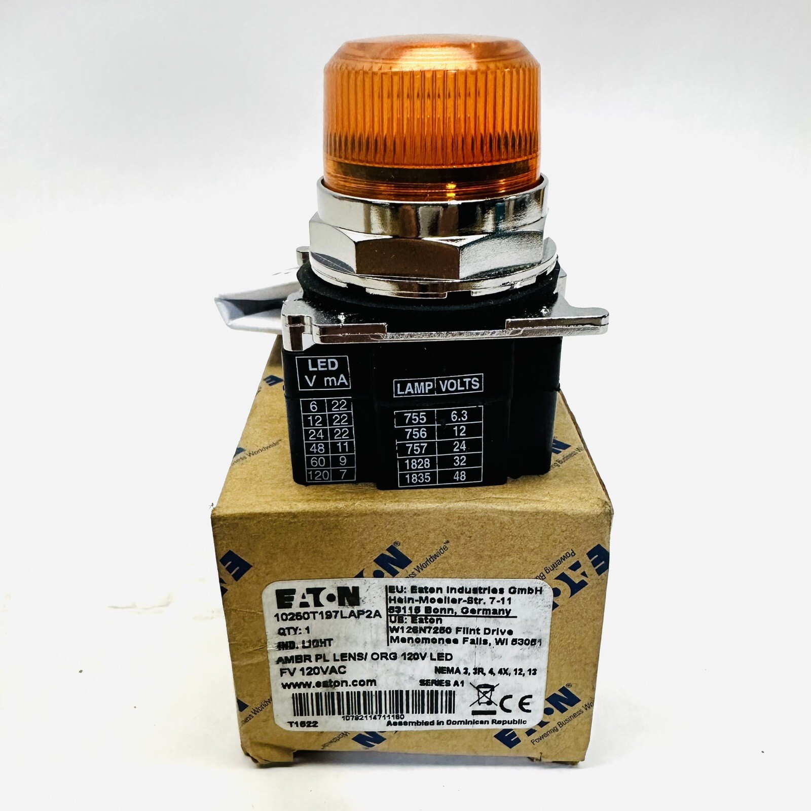 EATON 10250T197LAP2A PILOT LIGHT AMBER