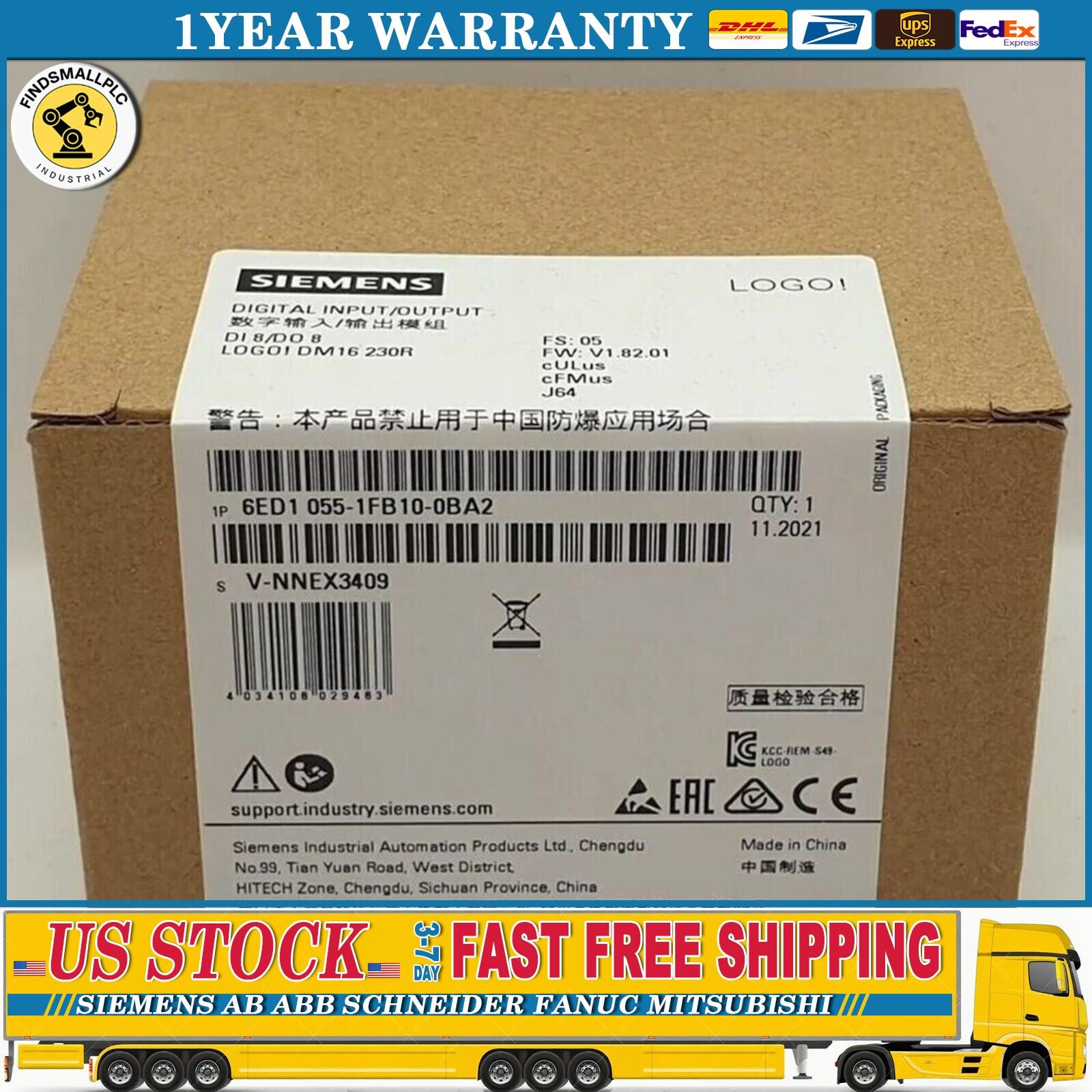 New Siemens 6ED1055-1FB10-0BA2 6ED10551FB100BA2 LOGO DM16 230R expansion