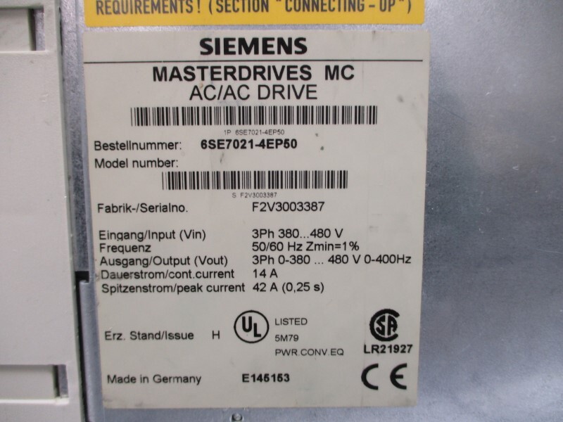 SIEMENS 6SE7021-4EP50 380-480VAC 42A NSNP