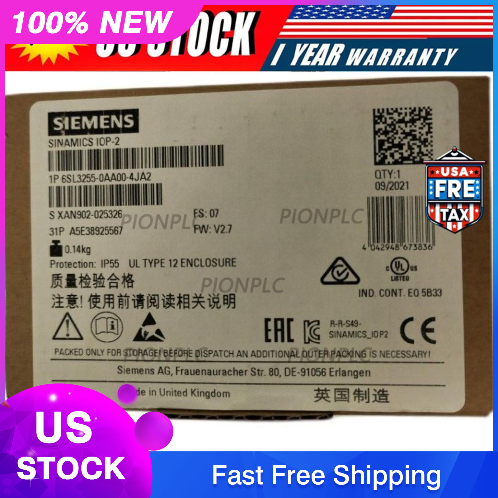 New Siemens 6SL3255-0AA00-4JA2 6SL32550AA004JA2 G Intelligent Operator Panel