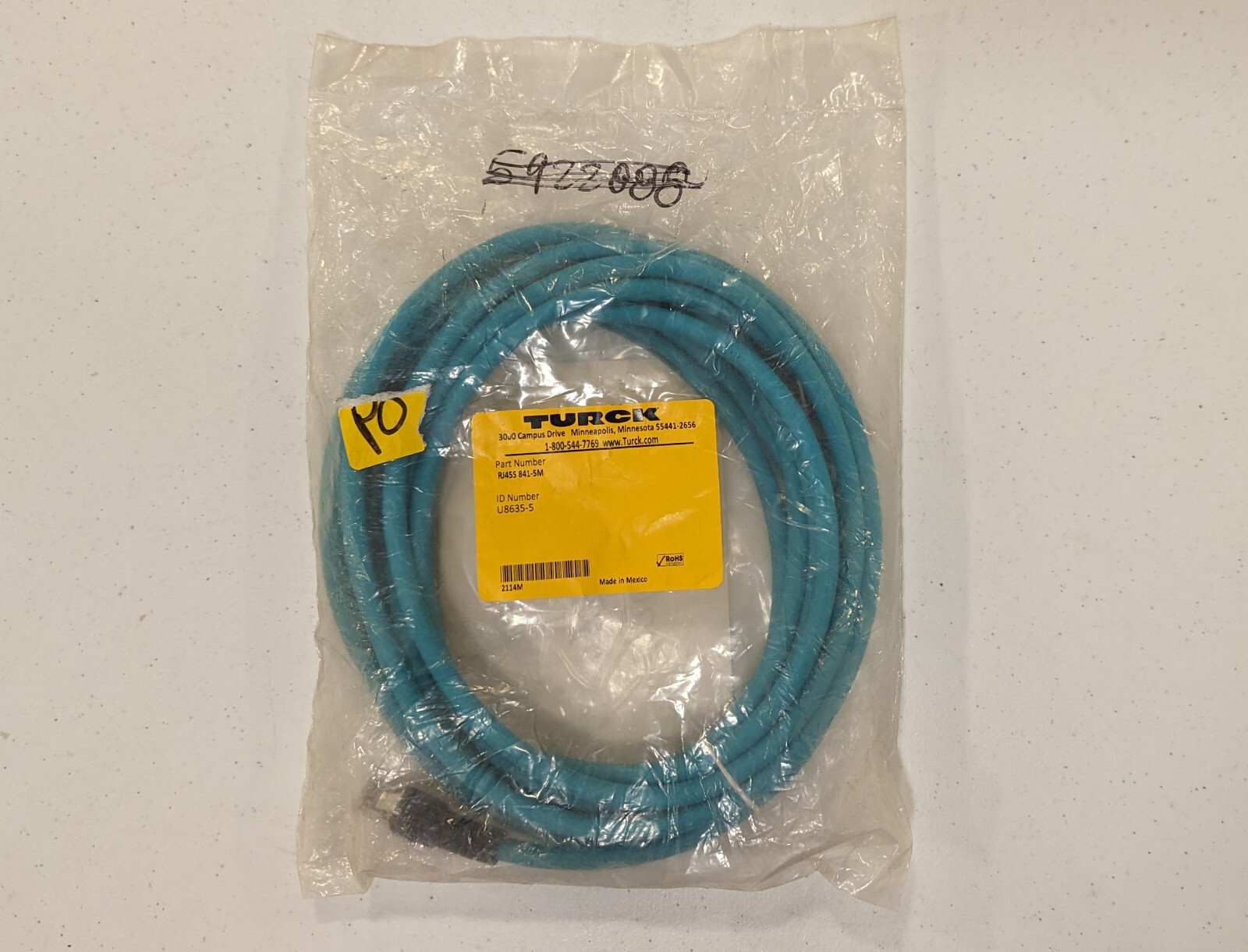 TURCK RJ45S 841-5M U8635-5, Network Cable Cordset, Straight Female RJ45, 5M