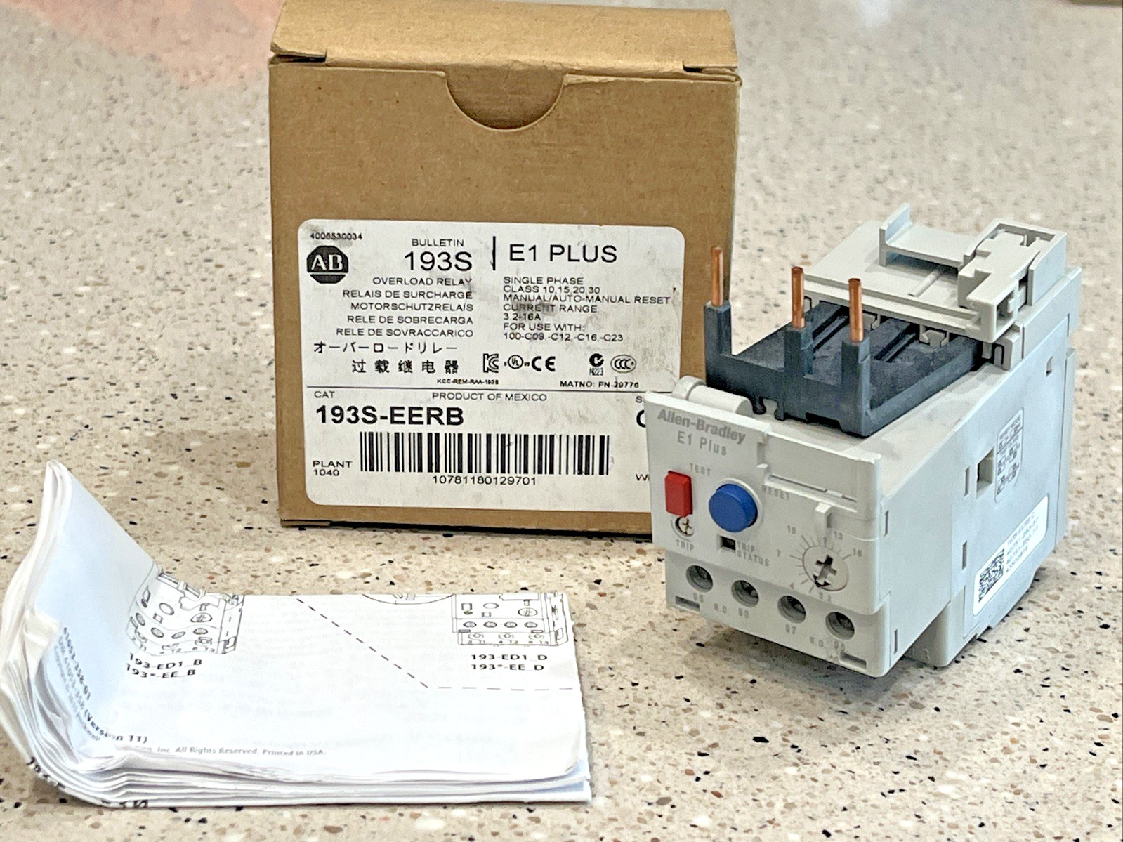 Allen-Bradley 193S-EERB Series C E1 Plus Single Phase Overload Relay *US SELLER*