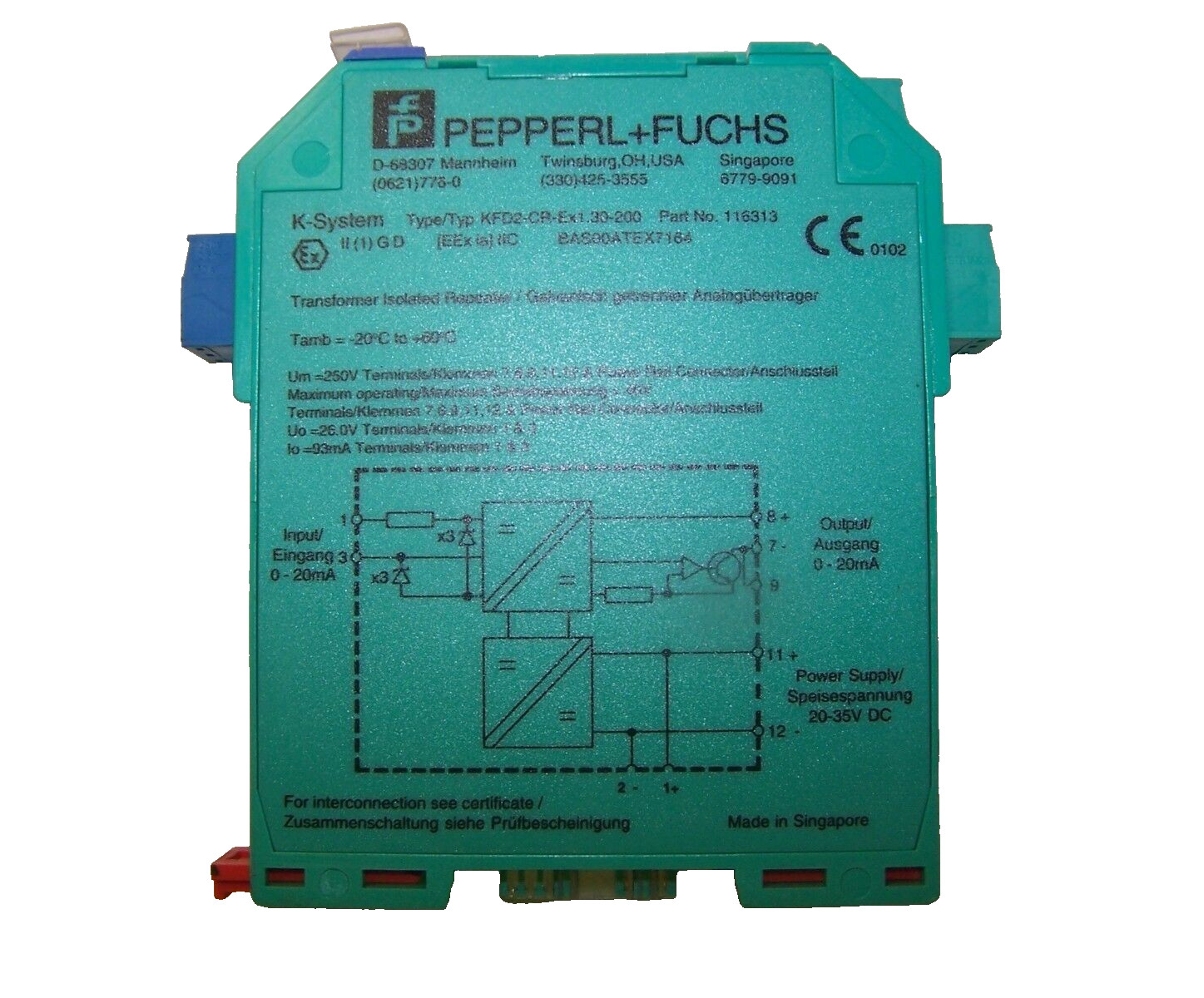 PEPPERL+FUCHS TRANSFORMER ISOLATED REPEATER KFD2-CR-EX1.30-200