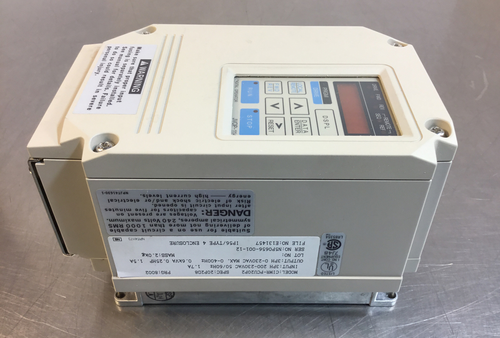 YASKAWA ELECTRIC CIMR-PCU20P2 Drive 0.25HP 0-230VAC 1.5A 0-400Hz (1D-06)