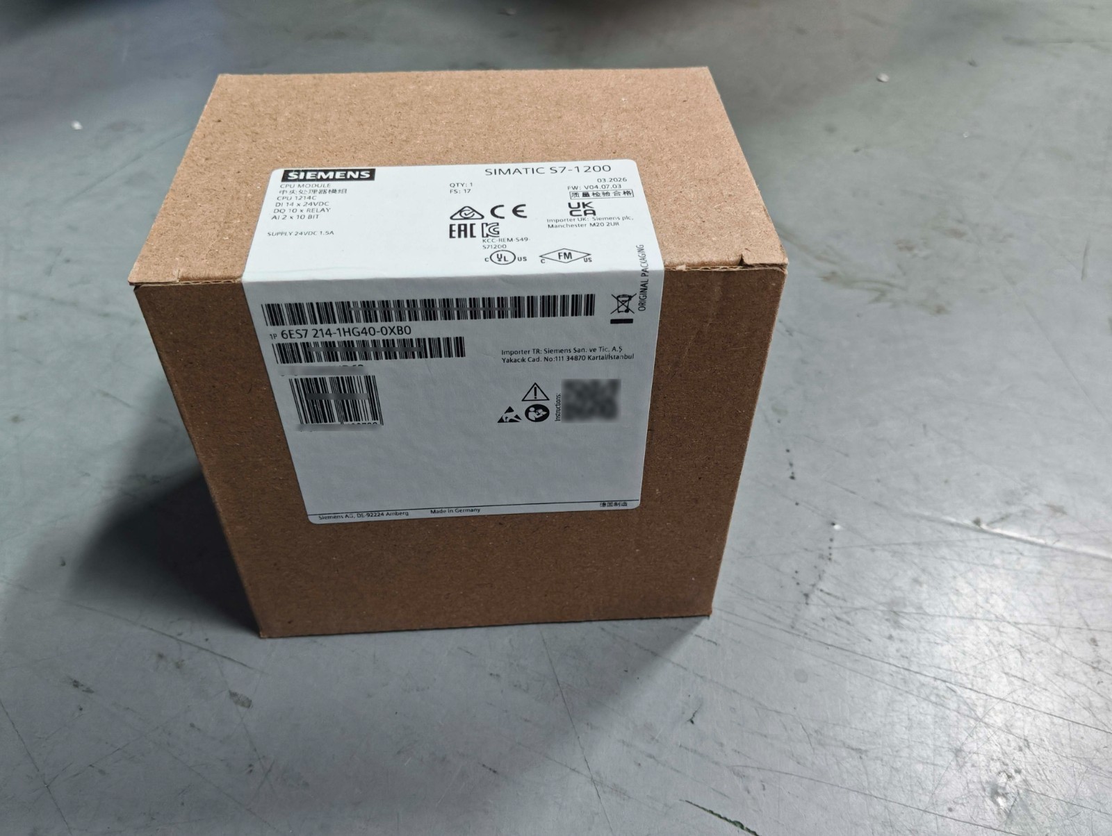 NEW Siemens 6ES7214-1HG40-0XB0 SIMATIC S7-1200, CPU 1214C Module, DC/DC/Relay