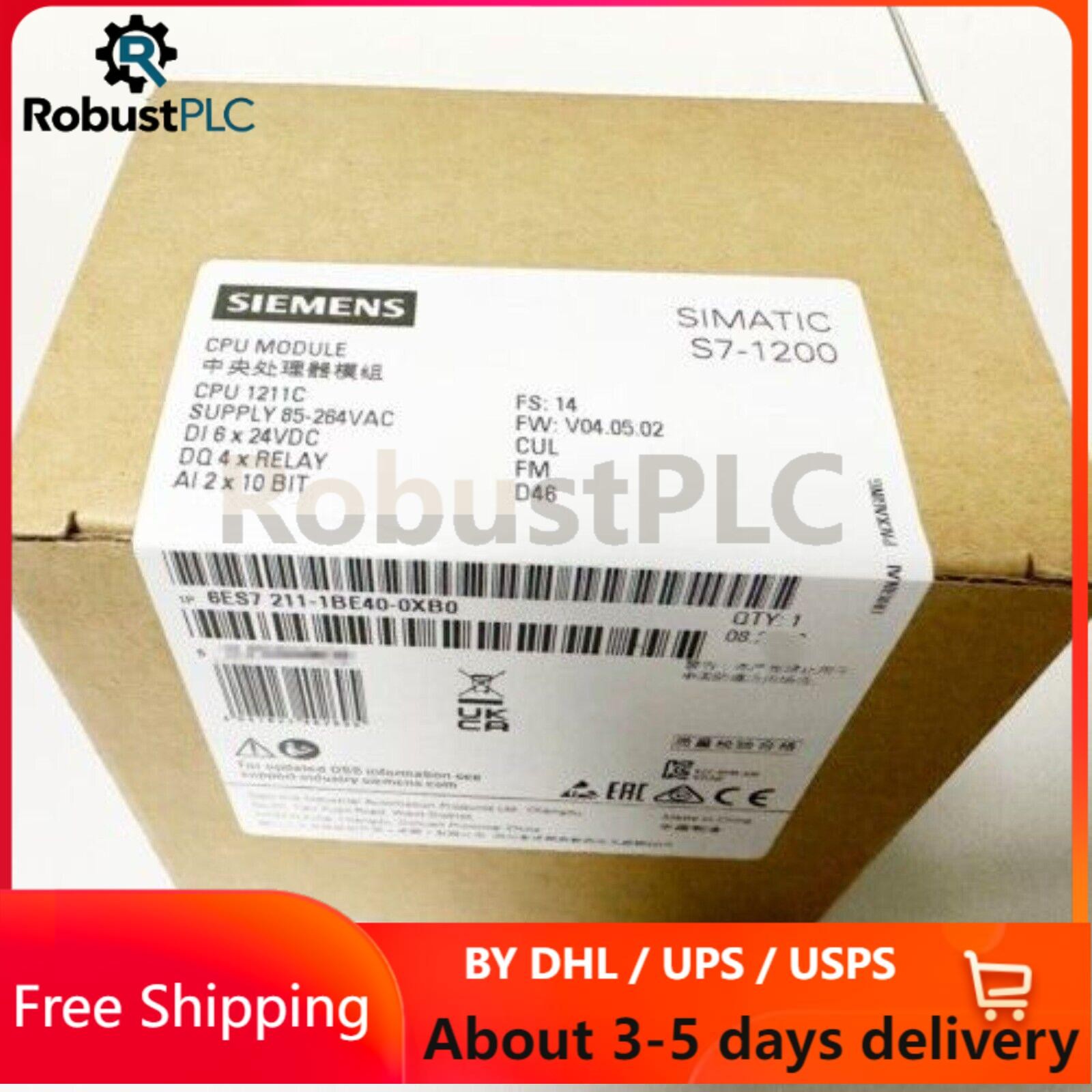 New Siemens 6ES7211-1BE40-0XB0 6ES72111BE400XB0 SIMATIC S7-1200 CPU 1211C