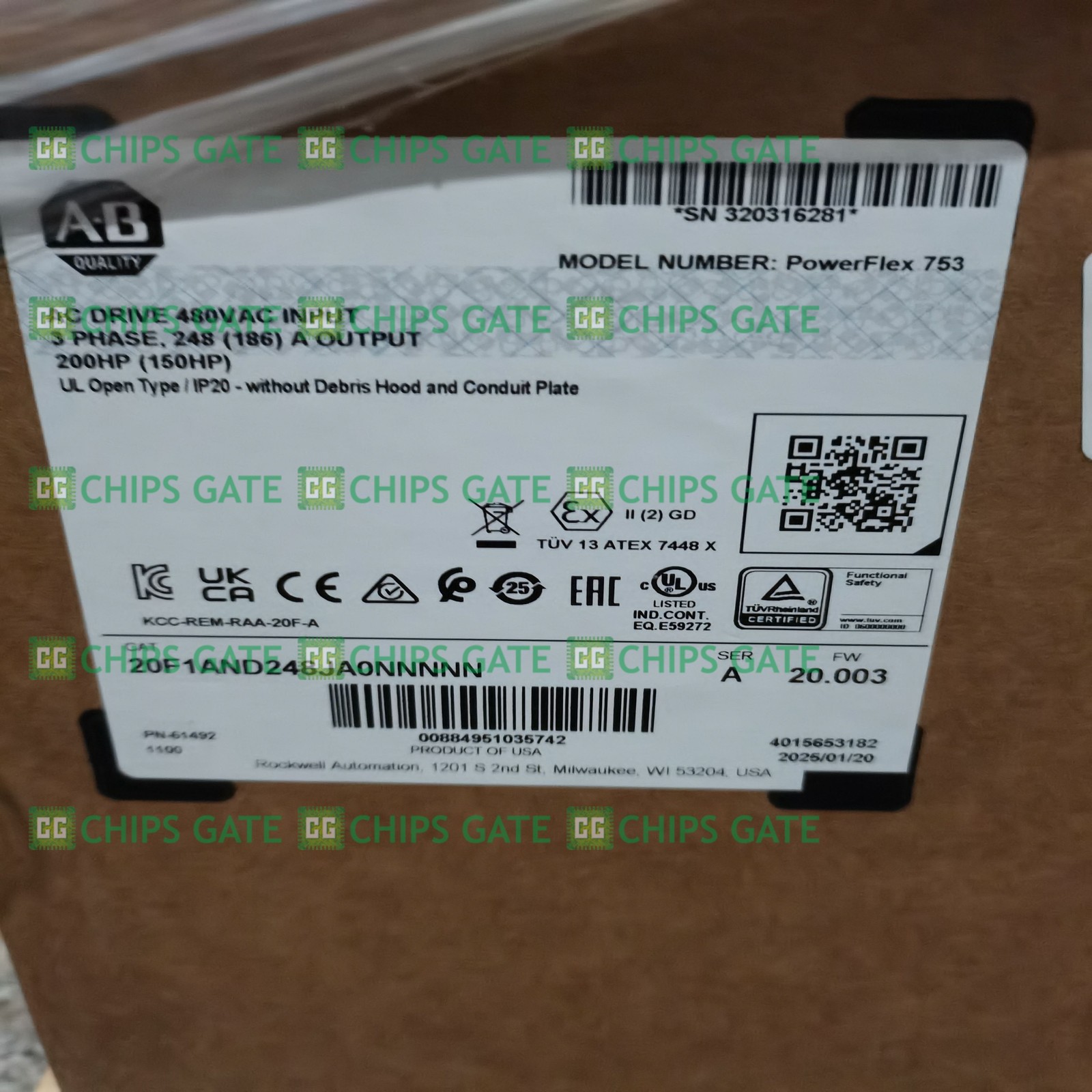 1PC New 20F1AND248JA0NNNNN Air Cooled 753 AC Drive