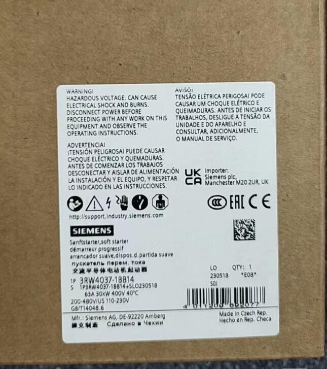 New SIEMENS 3RW4037-1BB14 3RW4037 1BB14 3RW40371BB14 soft starter 1year warranty