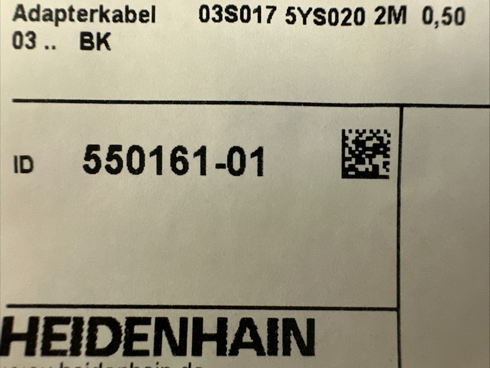 HEIDENHAIN adapter cable 0.50 meter ID 550161-01 new sealed in bag