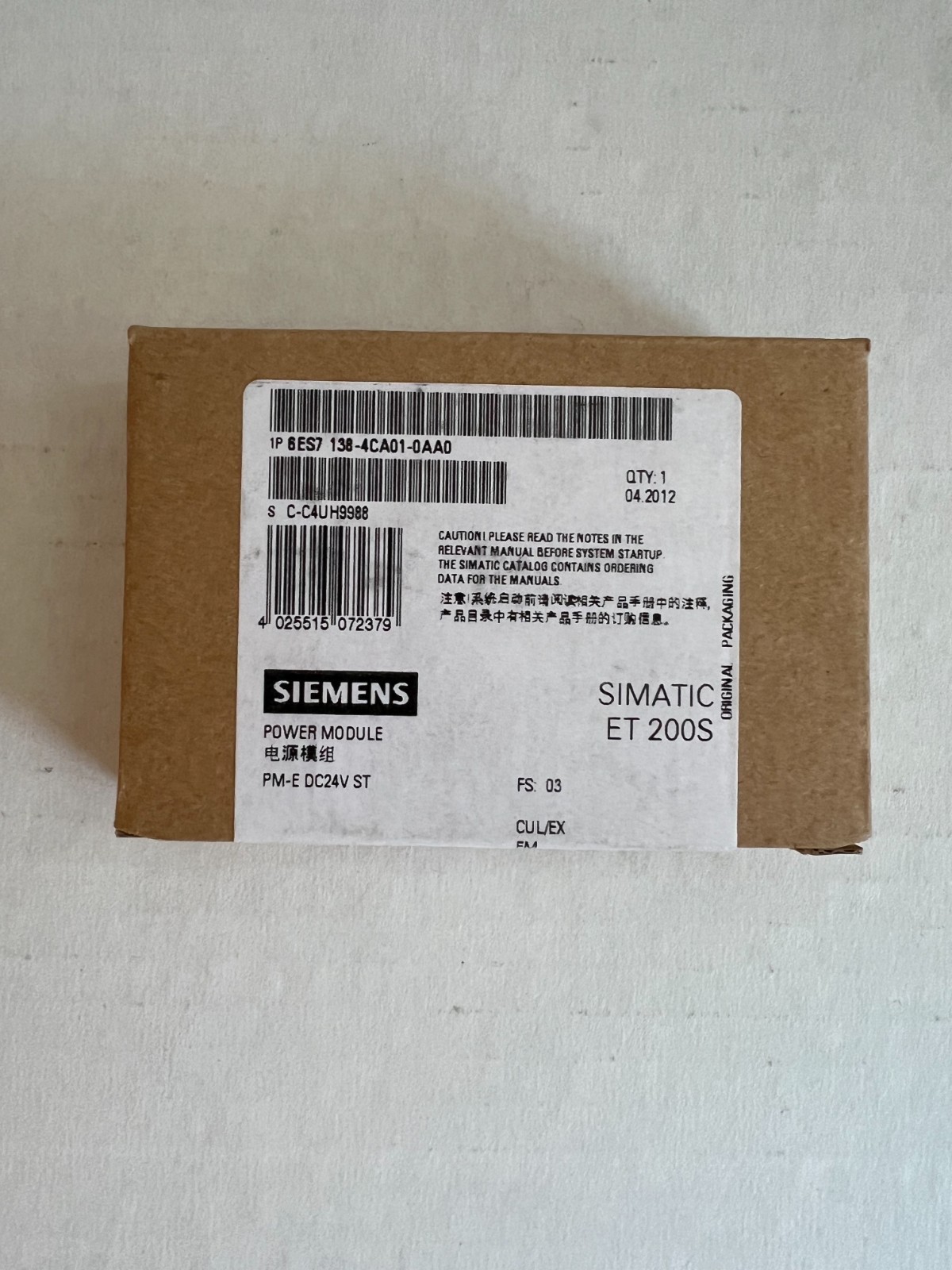 Siemens 6ES71384CA010AA0 Power Supply Module