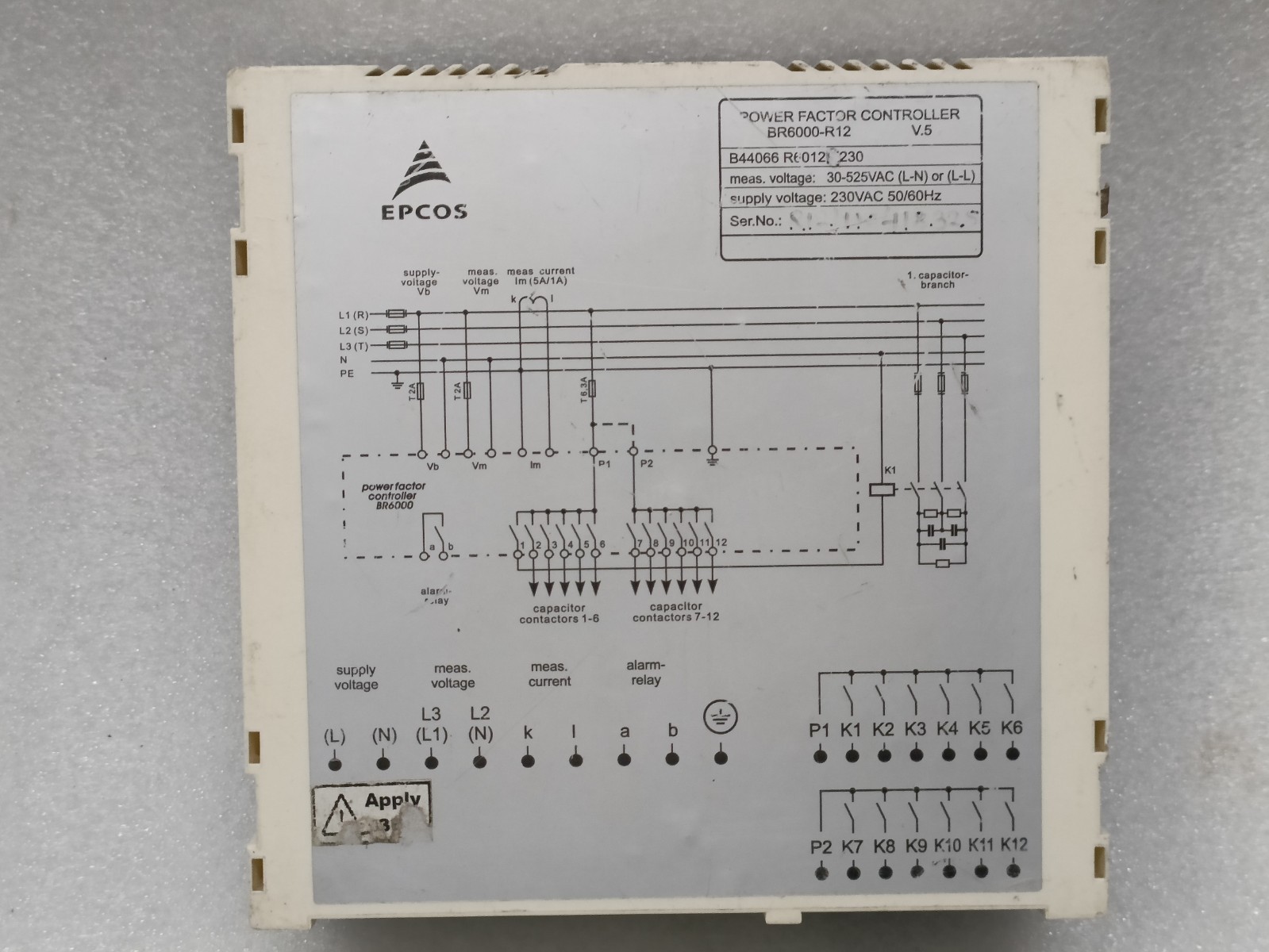 EPCOS BR 6000 POWER FACTOR CONTROLLER BR 6000 POWER QUALITY SOLUTION