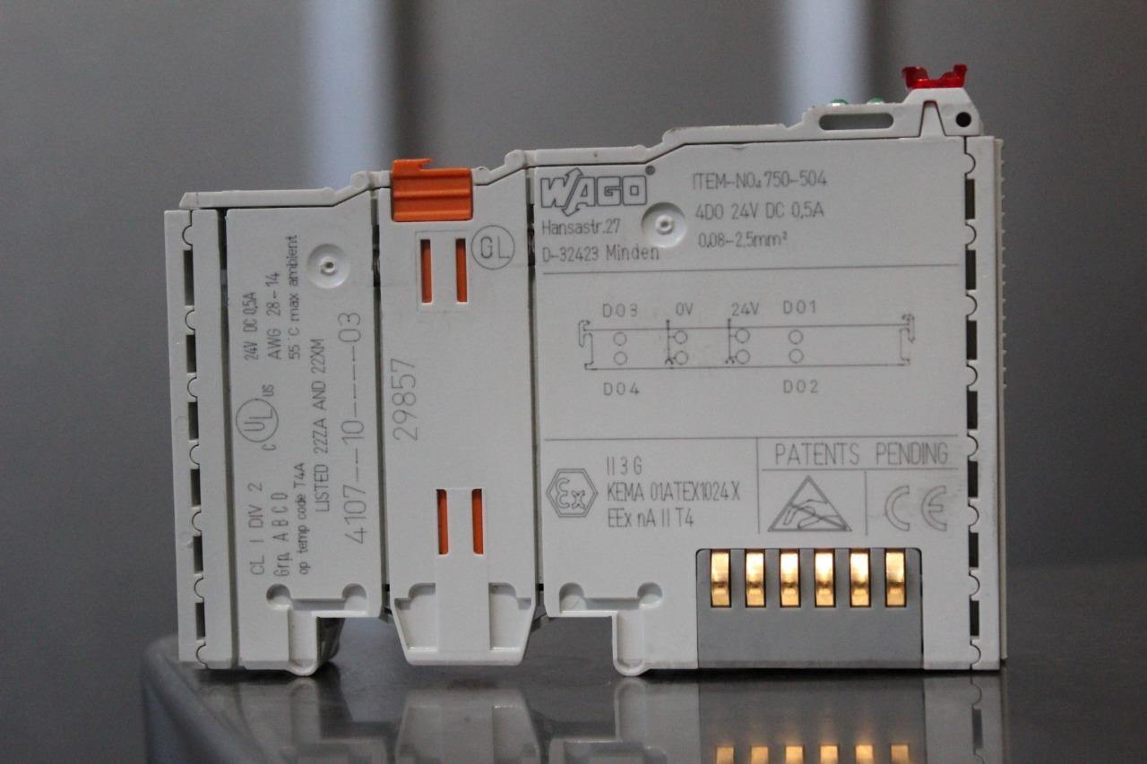 Wago 4 Channel Digital Output 750-504 DIN Rail Mounting 4 DO 24 vDC 750504 Clean