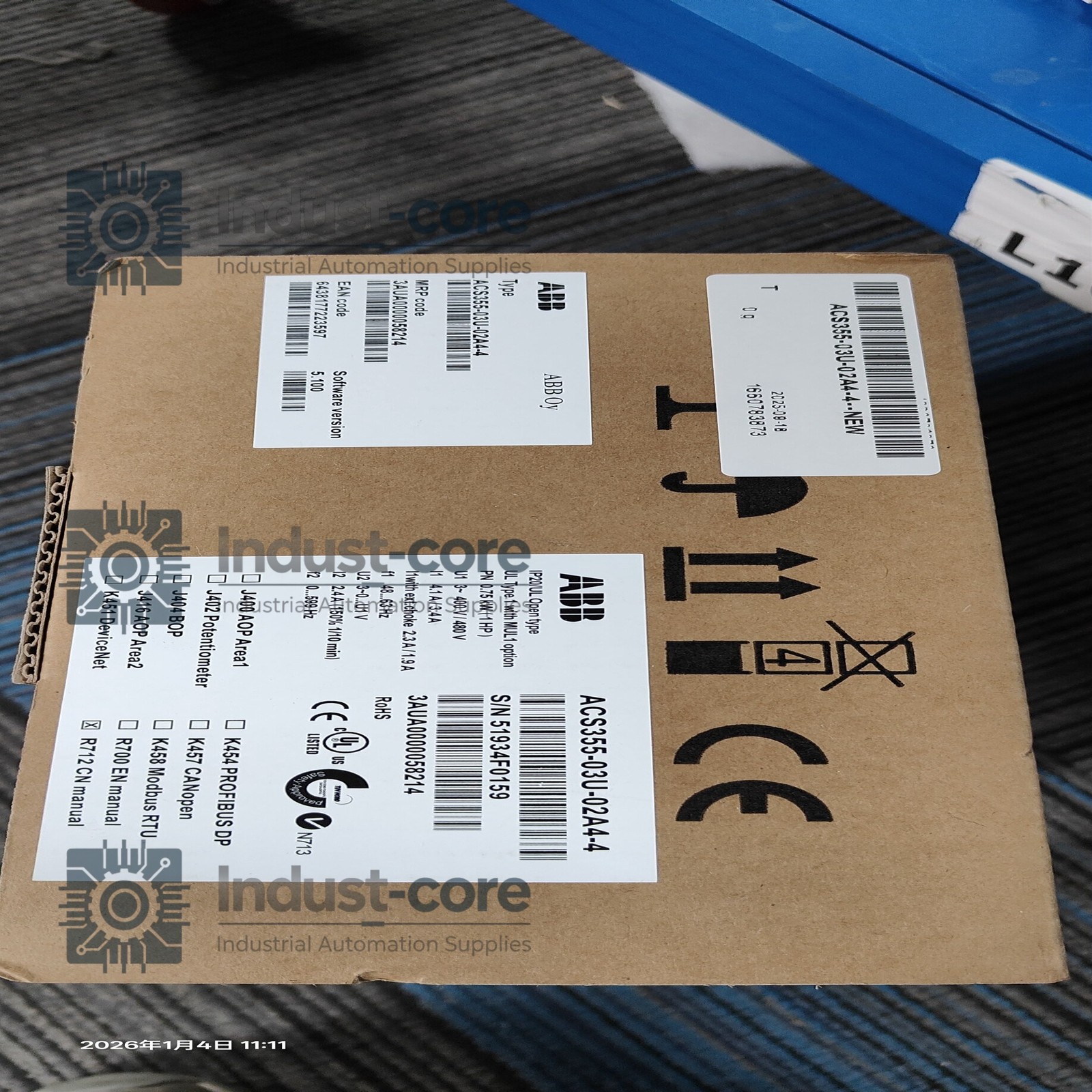 New ACS355-03U-02A4-4 AC Drive 0.75KW / 1HP 400/480V 3PH